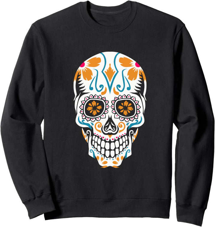 Bunte Blumen mit Totenkopf Sweatshirt