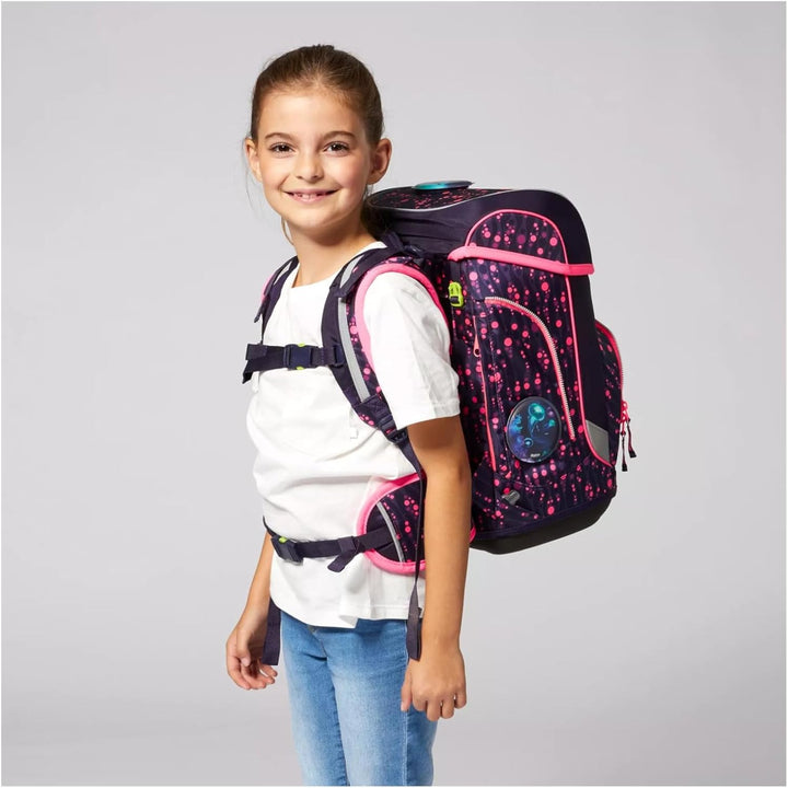 ergobag cubo Set ergonomischer Schulrucksack, Set 5-teilig Einheitsgrösse Bärmuda Viereck - Lila