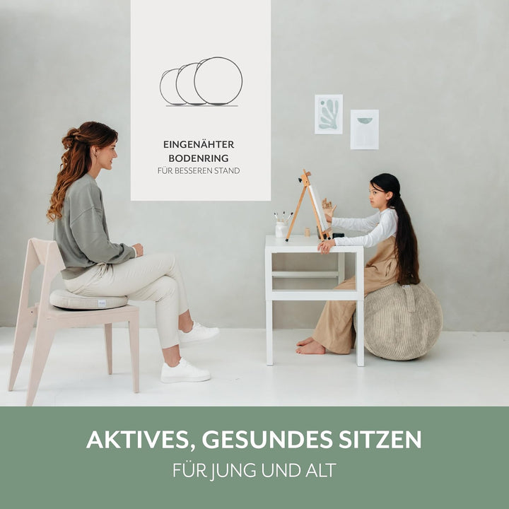 VLUV® BOL VLIP Sitzball Büro Ergonomisch [Atmungsaktiv mit Tragegriff und Wegrollschutz] Waschbarer