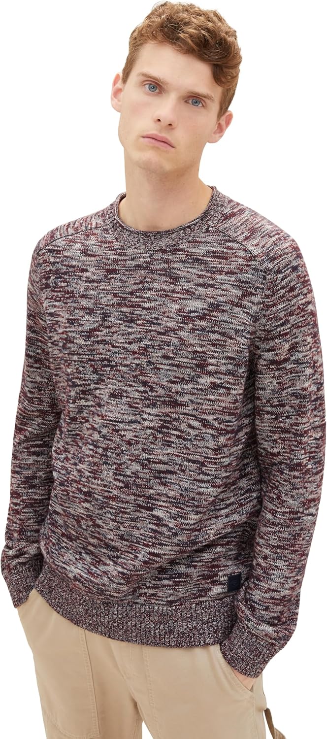 TOM TAILOR Herren Pullover XL 34250 - Tawny Port Red Mouline, XL 34250 - Tawny Port Red Mouline