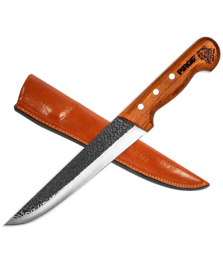 Pirge Elite Handgeschmiedet Schlachtermesser mit Lederscheide 21 cm Metzgermesser - Fleischermesser