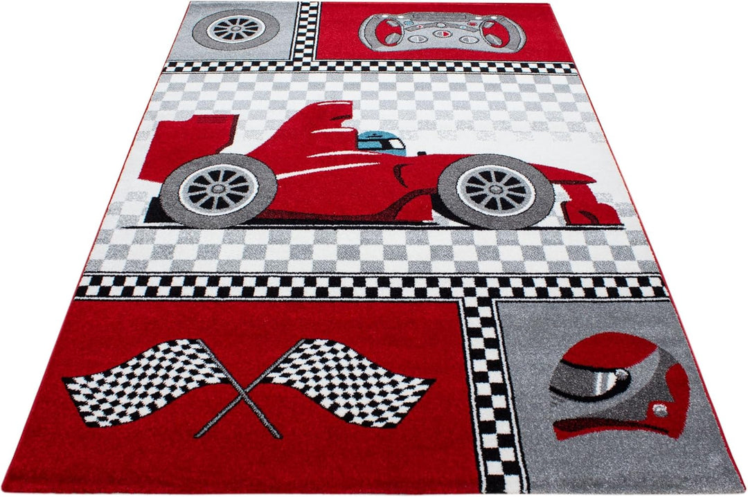 Kinderteppich Rennwagen Muster Spielteppich Weich & Soft Babyzimmer Spielzimmer Kinderzimmer Teppich