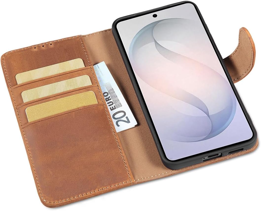 LENSUN Echtleder Hülle für Samsung Galaxy S26, Handyhülle [Premium Echtes Leder][RFID Schutz Tasche]