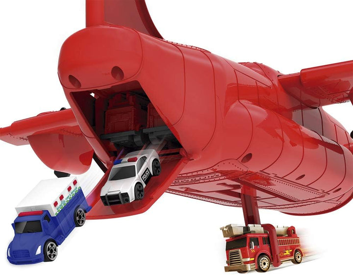 Micro Machines Spielzeugautos Feuerwehr Fracht Flugzeug Spielset mit 1 exklusiven Fahrzeug - Microma
