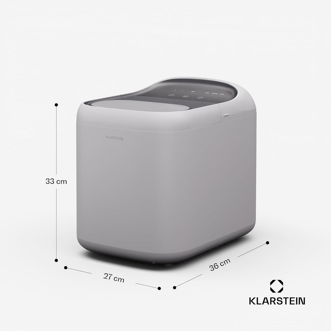 Klarstein SparkIce Eiswürfelmaschine, 15 kg/Tag, Eiswürfel in 6 Min., Touchpad, 2 Eiswürfelgrössen,