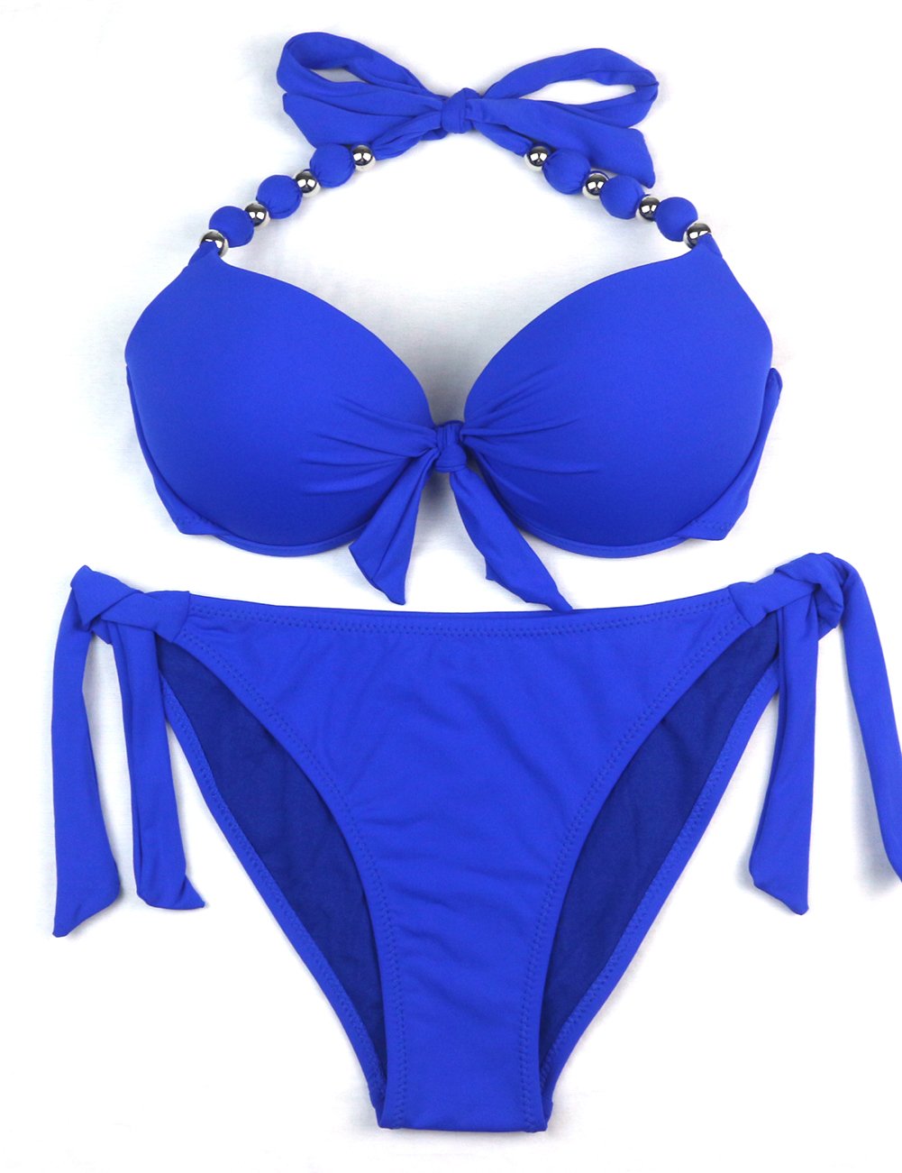 EONAR Damen Seitlich Gebunden Bikini Sets Abnehmbar Bademode Push up Bikinioberteil mit Nackenträger
