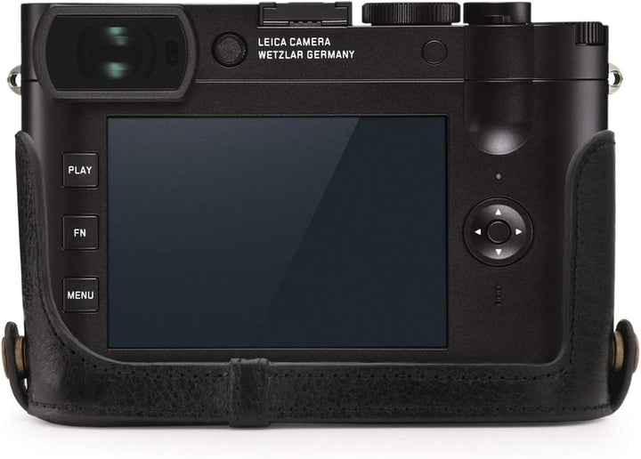 MegaGear MG1718 Ever Ready Kameratasche aus echtem Leder, kompatibel mit Leica Q2 Schwarz, Schwarz