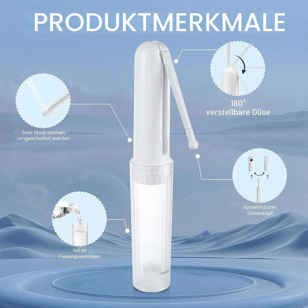 Tragbares Bidet-Sprühgerät für unterwegs, 140 ml Düse, 180° Anpassung, IPX6, Hand-Bidet für persönli