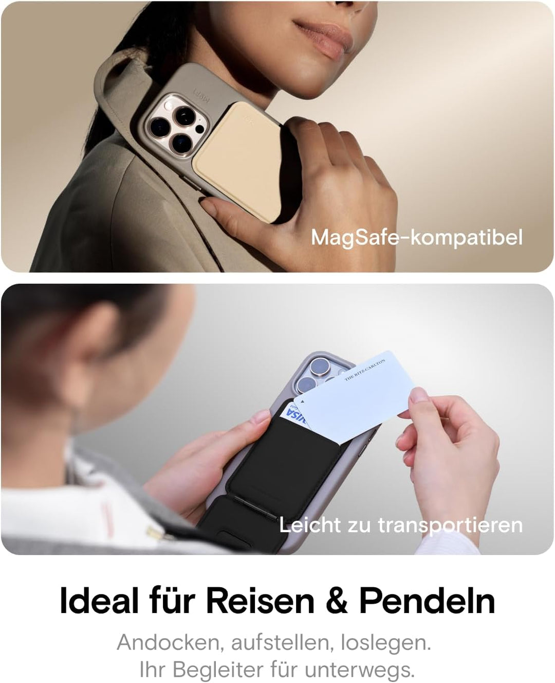 MOFT Handy Stativ für Smartphone, [Ultra Dünn & Tragbar] Faltebar MOVAS Veganes Leder Stativ für Mag