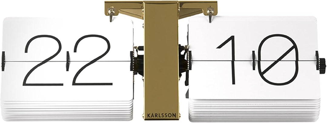 Karlsson KA5601WH Flip Uhr No Case Weiss, Standfuss Messingf, Metall, White, 8.5 x 36 x 14 cm