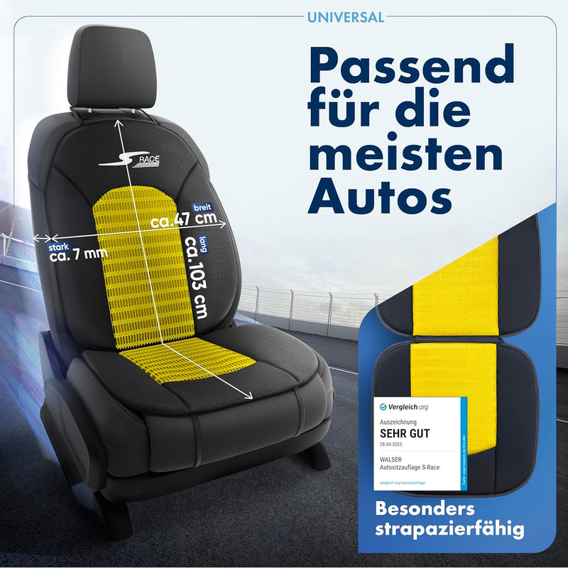 Walser Car Comfort Auto-Sitzauflage S-Race, Auszeichnung Sehr Gut* Autositzauflage, Sitzkissen-PKW,