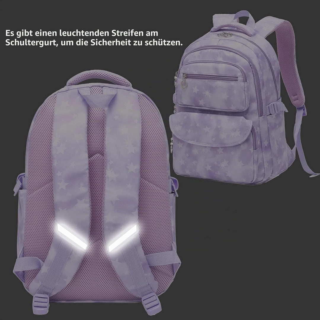 Schulrucksack Mädchen Leichtgewicht Schultasche Teenager Mädchen Rucksack Set Schulranzen 3 STK mit