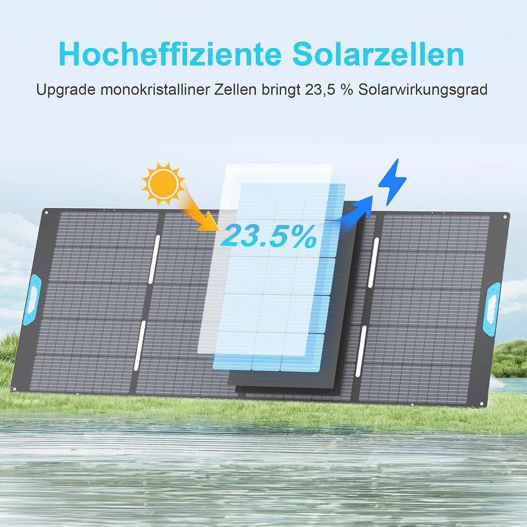 400W Faltbares Solarpanel Monokristallin mit integriertem Ständer, 23,5% Wirkungsgrad, IP67 wasserdi