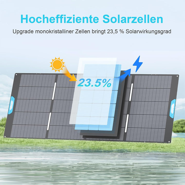 400W Faltbares Solarpanel Monokristallin mit integriertem Ständer, 23,5% Wirkungsgrad, IP67 wasserdi
