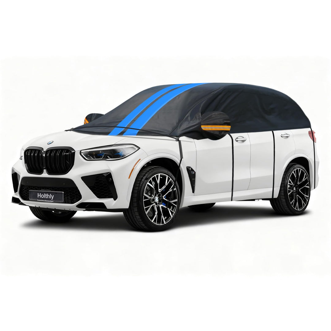 Holthly Halbgarage für Auto Winter SUV,Halbgarage Oben Wasserdicht Atmungsaktiv Autoabdeckung,Abdeck