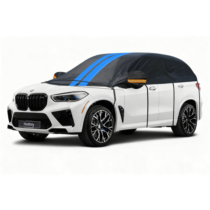 Holthly Halbgarage für Auto Winter SUV,Halbgarage Oben Wasserdicht Atmungsaktiv Autoabdeckung,Abdeck