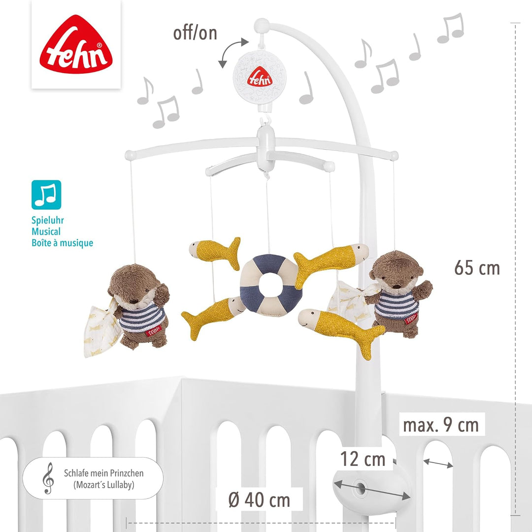 Fehn Musik-Mobile Otter – Aufzieh-Mobile mit Spieluhr-Melodie „Mozarts Wiegenlied“ und Figuren zur B