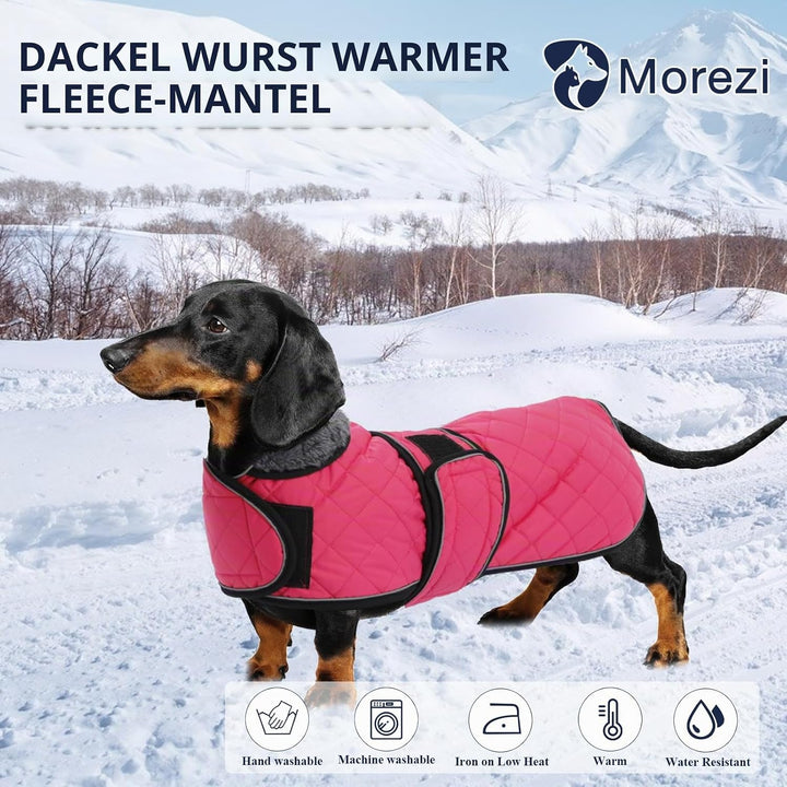 MOREZI Hundemantel Winter für Dackel - Wasserdichter Hunde Pullover mit Wolle Futter & Verstellbaren