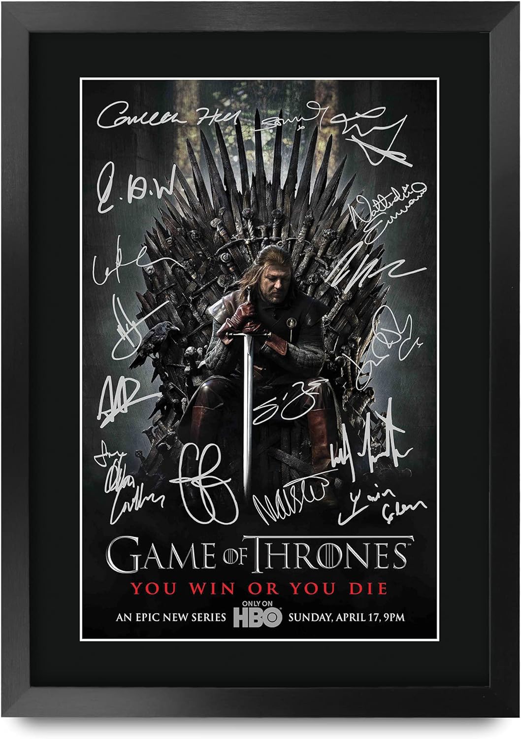 HWC Trading Game of Thrones The Cast Gifts gedrucktes Autogramm für TV-Fans, A3 gerahmt