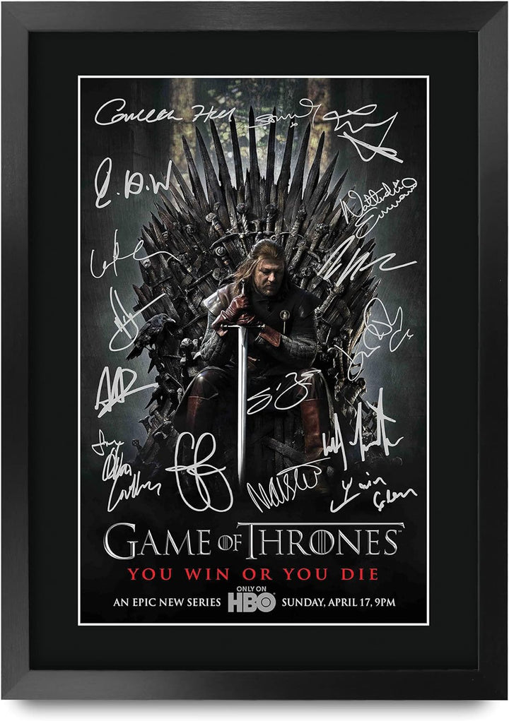 HWC Trading Game of Thrones The Cast Gifts gedrucktes Autogramm für TV-Fans, A3 gerahmt