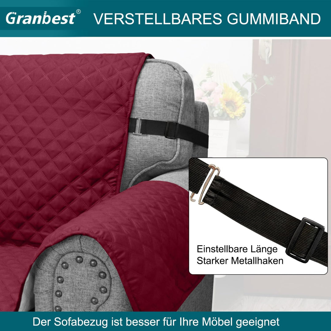 Granbest wasserdichte Sofabezug 3 Sitzer rutschfeste Couchbezug mit Elastischen Riemen, Waschbare So