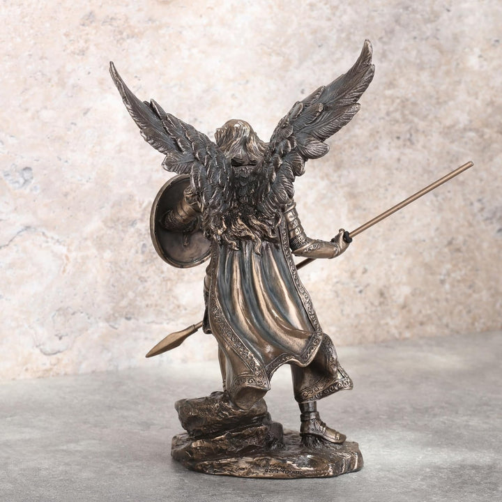 Unicorn Archangel Raphael God Has Healed Holding Shield and Spear Bronze Statue Figurine