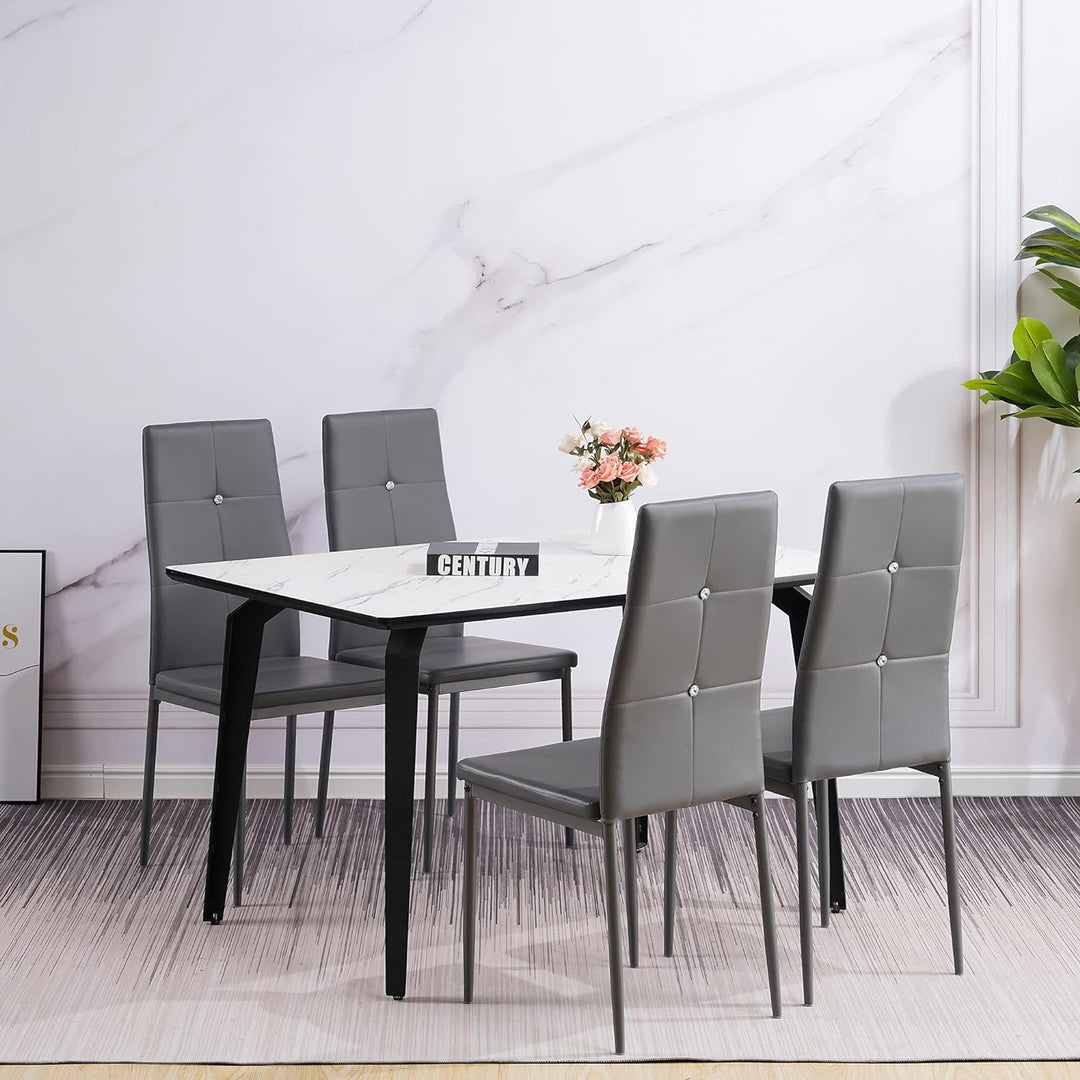 Albatros Esszimmerstühle 4er Set Diamond, Schwarz - Edler Diamant-Look, Kunstleder-Bezug, bequemer P