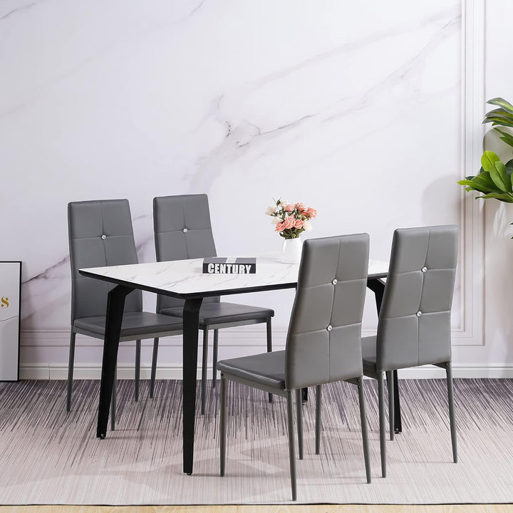 Albatros Esszimmerstühle 4er Set Diamond, Schwarz - Edler Diamant-Look, Kunstleder-Bezug, bequemer P