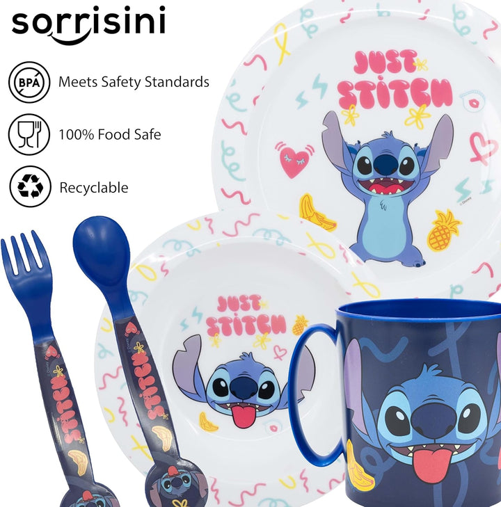 Kindergeschirr set Stitch, Wiederverwendbares geschirr Set, Kinder Essgeschirr, Microwaveable Kinder