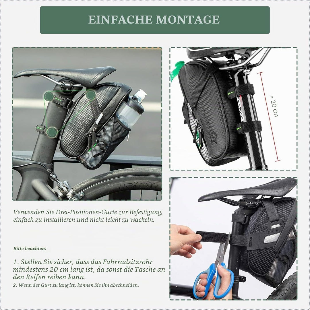 ROCKBROS Satteltasche Fahrrad wasserdichte Fahrradsatteltasche mit Flaschenhalter für MTB Rennrad Kr