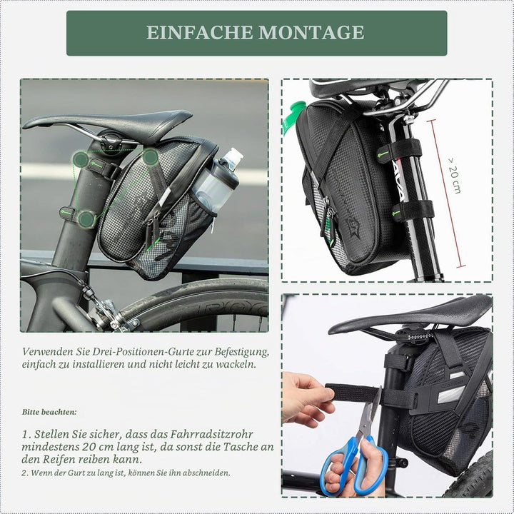ROCKBROS Satteltasche Fahrrad wasserdichte Fahrradsatteltasche mit Flaschenhalter für MTB Rennrad Kr