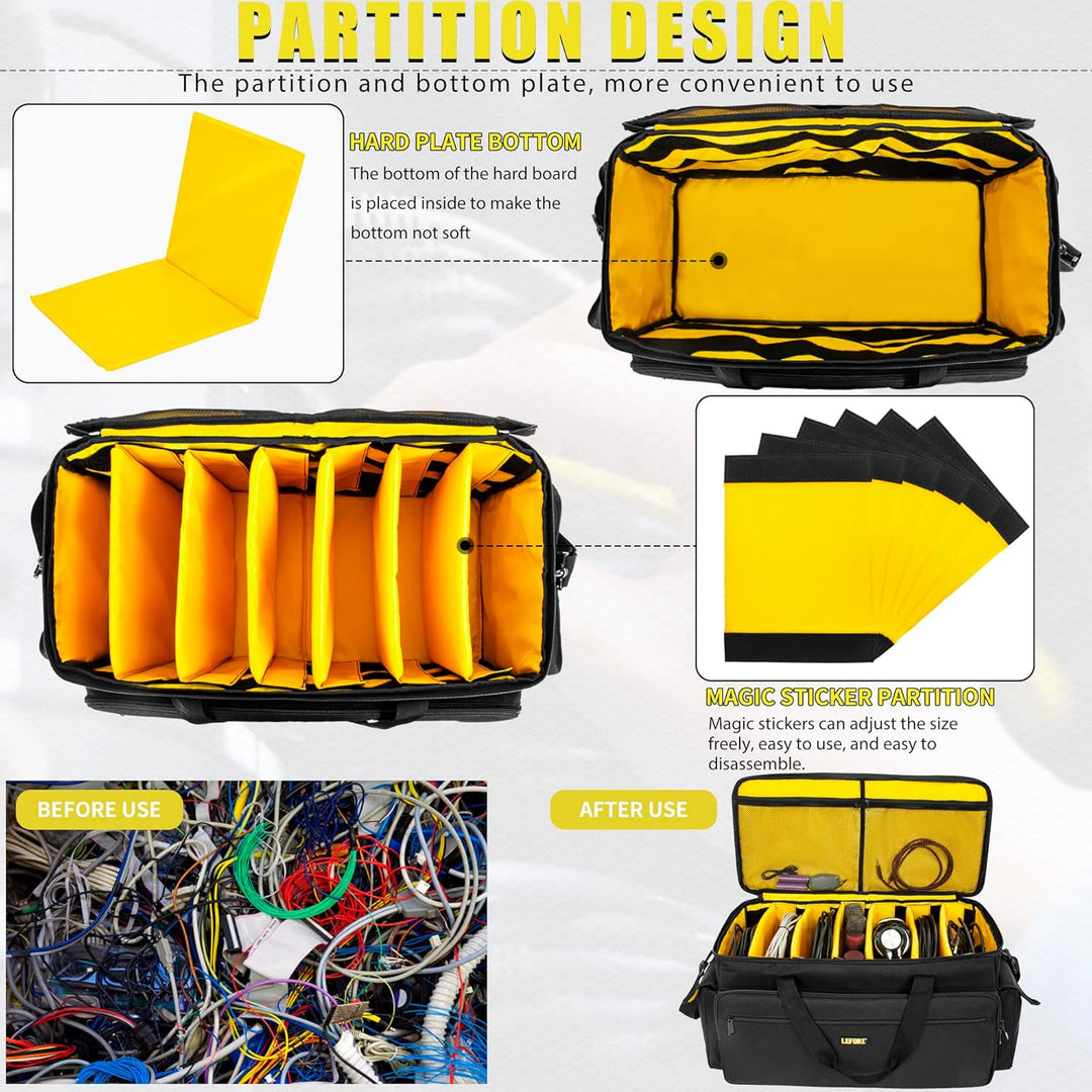 LEFOR·Z DJ Tasche,Grosse Kabel Organizer Tasche mit Abnehmbarem Gepolstertem Boden und Trennwänden,D
