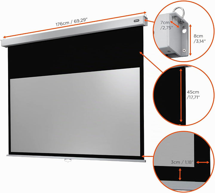 celexon manuell ausziehbare Heimkino- und Business-Rollo-Beamer-Leinwand 4K und Full-HD mit Slow-Ret