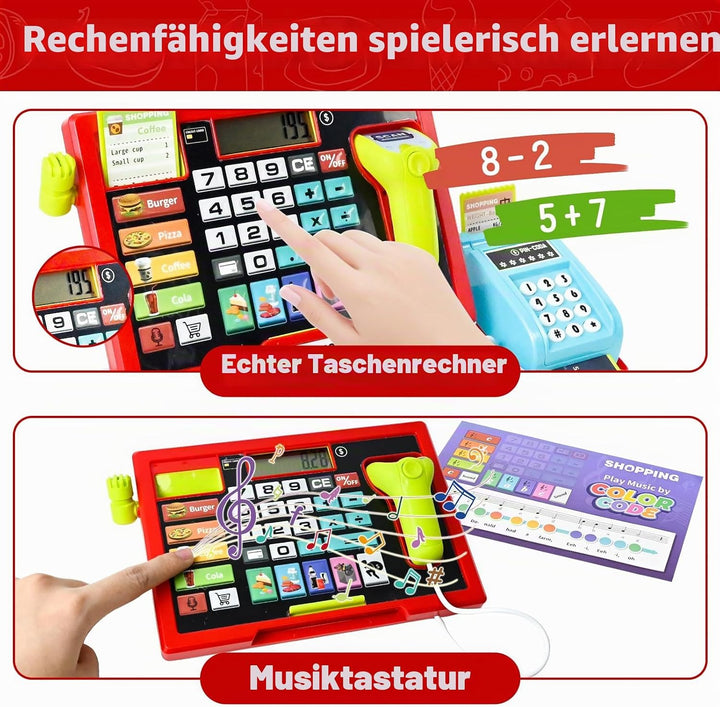 Joellfuner Elektronische Spielzeug Kasse mit Rechnerfunktion, Registrierkasse Supermarktkasse Spielz