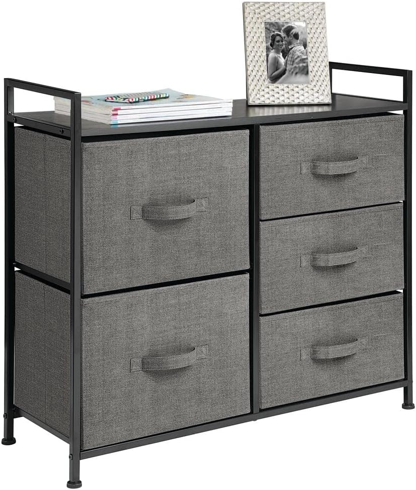 mDesign Kommode aus Stoff – schmaler Schrank Organizer mit 5 Schubladen – praktisches Aufbewahrungss