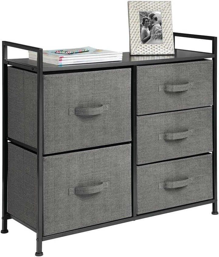 mDesign Kommode aus Stoff – schmaler Schrank Organizer mit 5 Schubladen – praktisches Aufbewahrungss