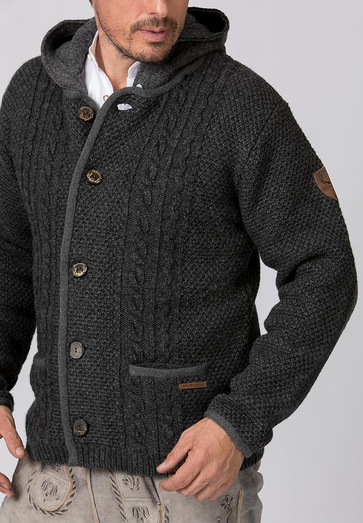 Stockerpoint Herren Milan Trachtenstrickjacke, Anthrazit