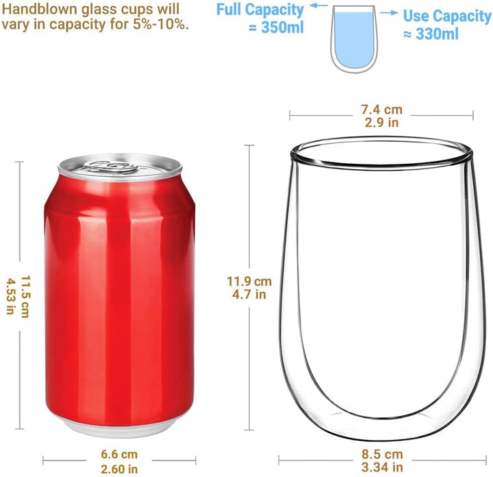 glastal 350ml Doppelwandige Latte Macchiato Gläser Set Borosilikatglas Kaffeetassen Glas 2er Set Kaf