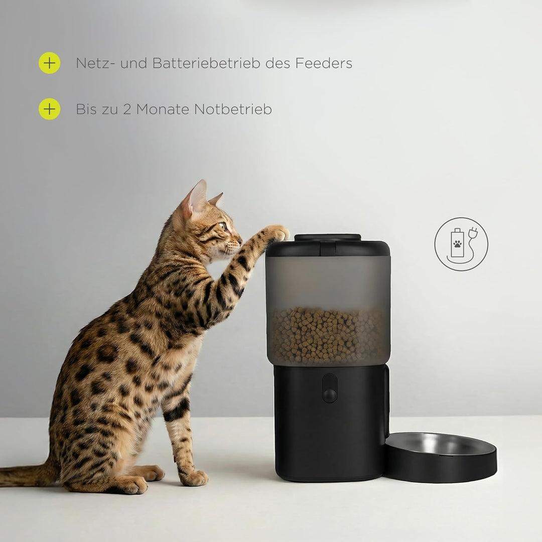 Peluvio Feast Automatischer Futterautomat Katze mit App und Kamera, Live-Video mit Nachtsicht und Zw