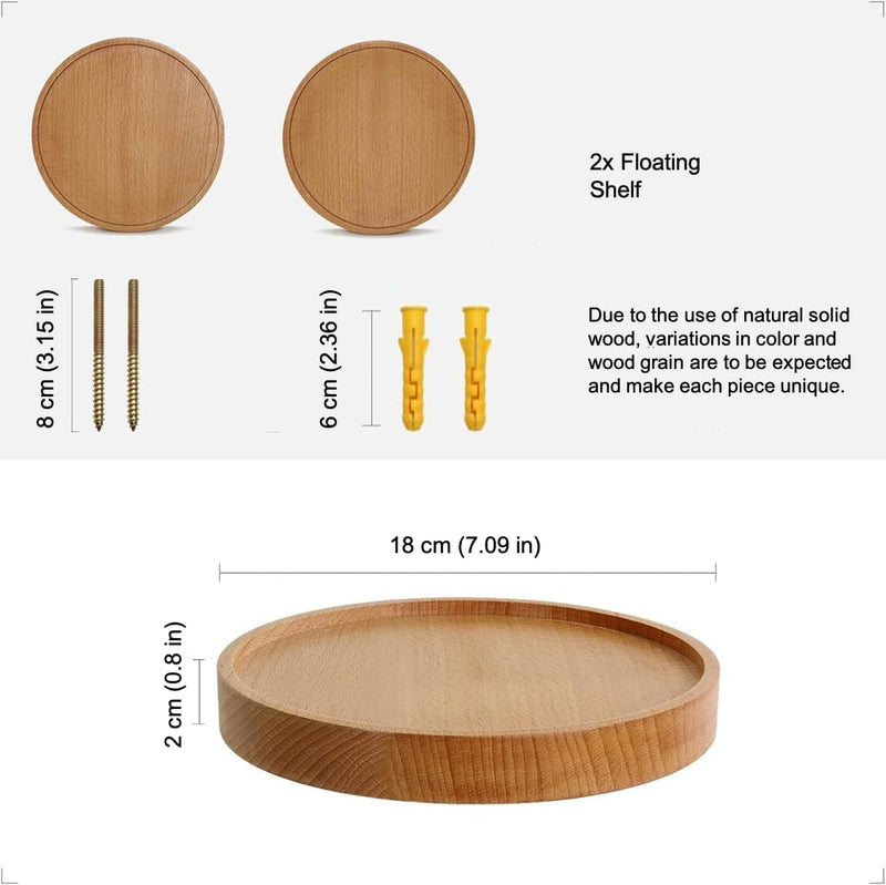 anaan Coracle Wandregal rund Schweberegal Holz Kleine Regale Wandablagen Deko Regal Pflanzenregal Ho