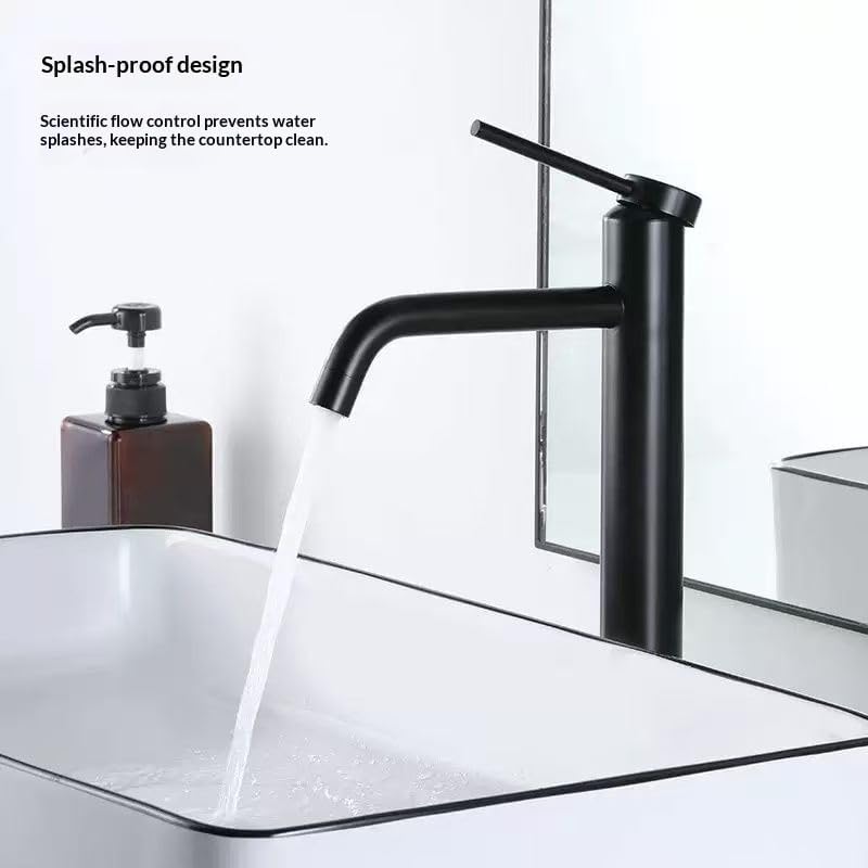 Waschtischarmatur Schwarz Matt Hoch Wasserhahn Bad Badezimmer Waschbecken Armatur Edelstahl Einhebel