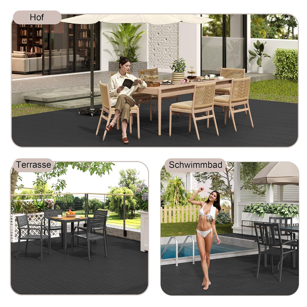 Laneetal 22er Set WPC Holz Fliese Terrassenfliesen klicksystem 30x30cm für Terrasse und Balkon Boden