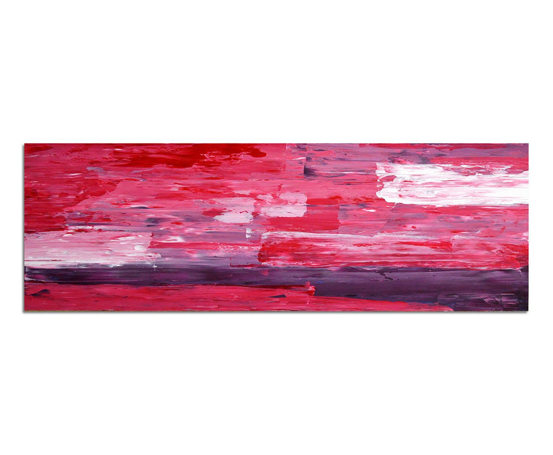 Paul Sinus Art Panoramabild auf Leinwand und Keilrahmen 150x50cm Malerei abstrakt pink rot