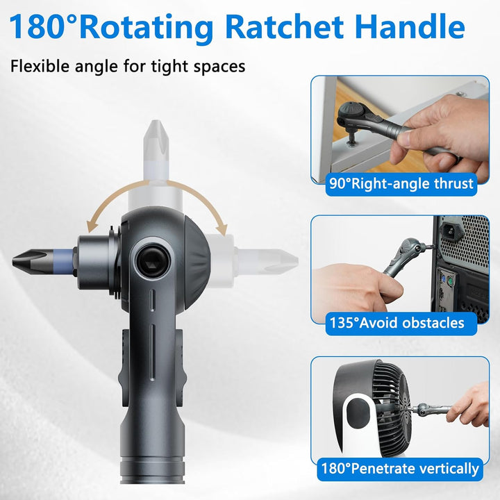 40-in-1 Ratschen Schraubendreher Set mit 180° abnehmbarer Ratschengriff, Ratschen Schraubendreher mi