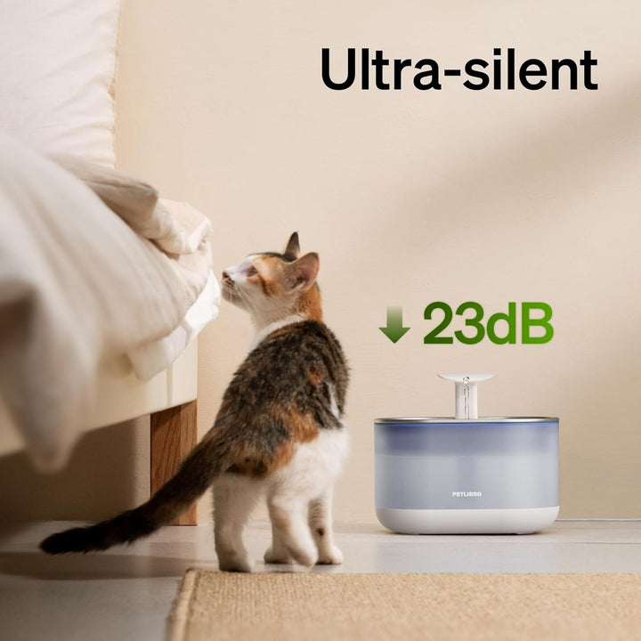 PETLIBRO Trinkbrunnen für Katze Ultraleise, 2,1L Katzenbrunnen Edelstahl mit Zwei Durchflussmodi, Si