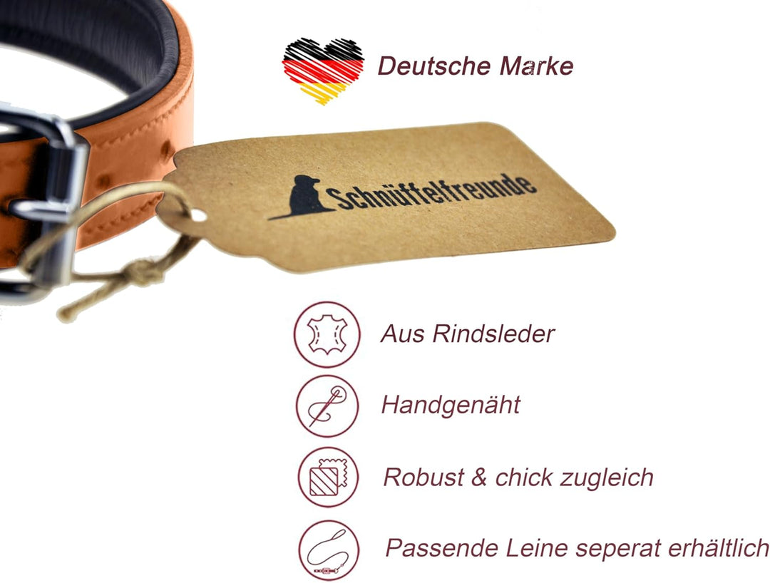 Schnüffelfreunde Halsband für Hunde aus Leder, Hundehalsband für den grossen, mittleren und kleinen