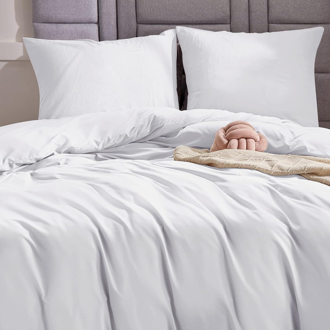 WAVVE Bettwäsche 240x260 3 teilig Weiss - Bettbezug 260 x 240 Set mit Kissenbezüge 65x65 cm, Bettwäs