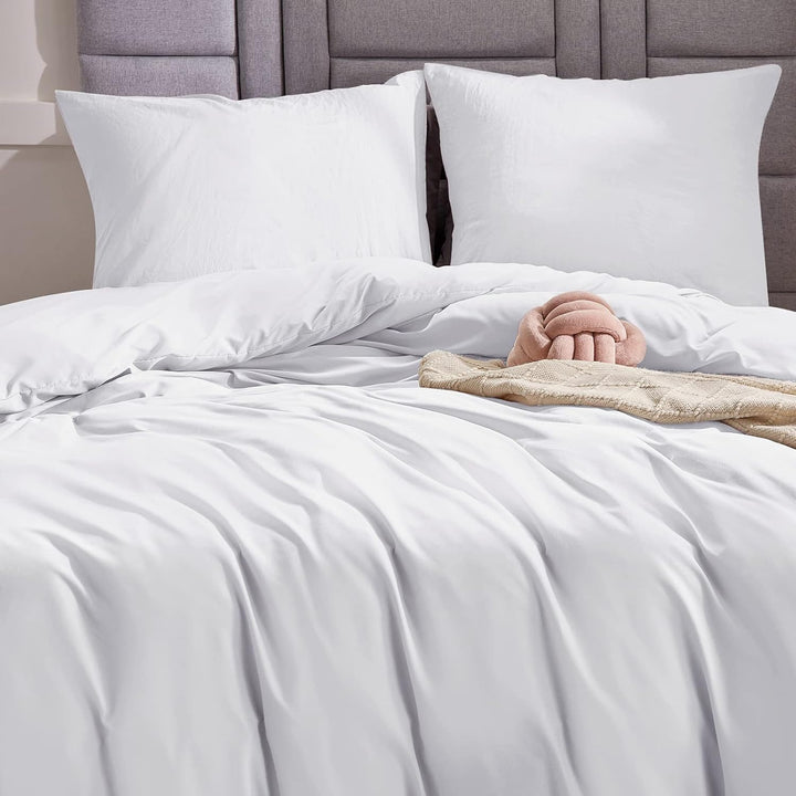 WAVVE Bettwäsche 240x260 3 teilig Weiss - Bettbezug 260 x 240 Set mit Kissenbezüge 65x65 cm, Bettwäs