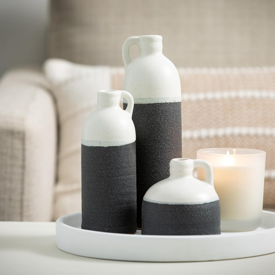 Sullivans Modern Farmhouse CM2945 Keramikkännchen, zweifarbig, Schwarz und Weiss, 3 Stück, 10,2 cm,