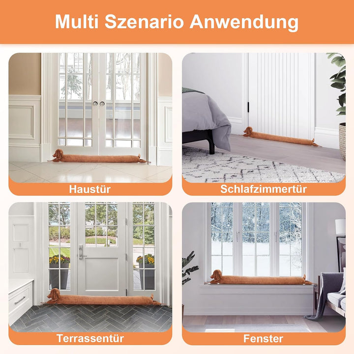 Zugluftstopper für Türen, 92cm Schwerer Türzugstopper Zugluftstopper für Fenster Dachshund unter der